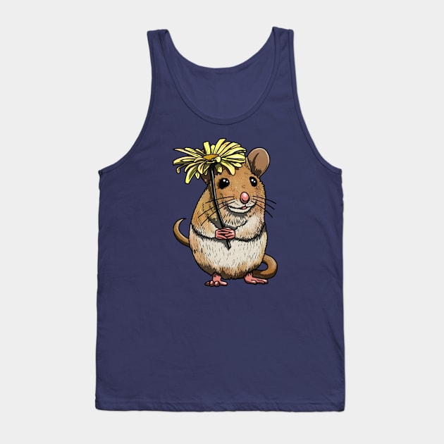 Mousie and Flower Yellow Tank Top by Veya Art